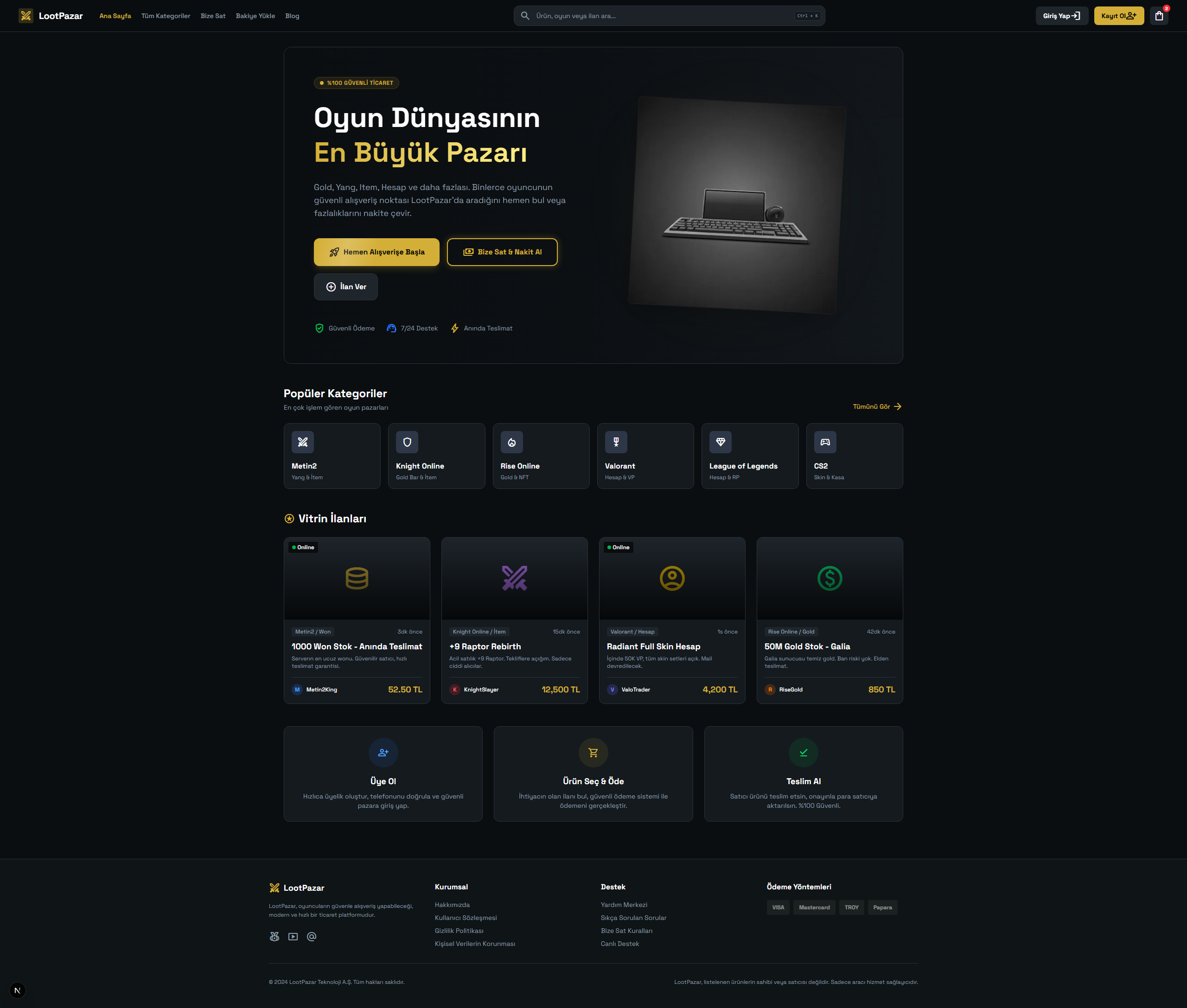 LootPazar | GoldBar & Oyun İçi Para Satış Altyapısı küçük görsel 4