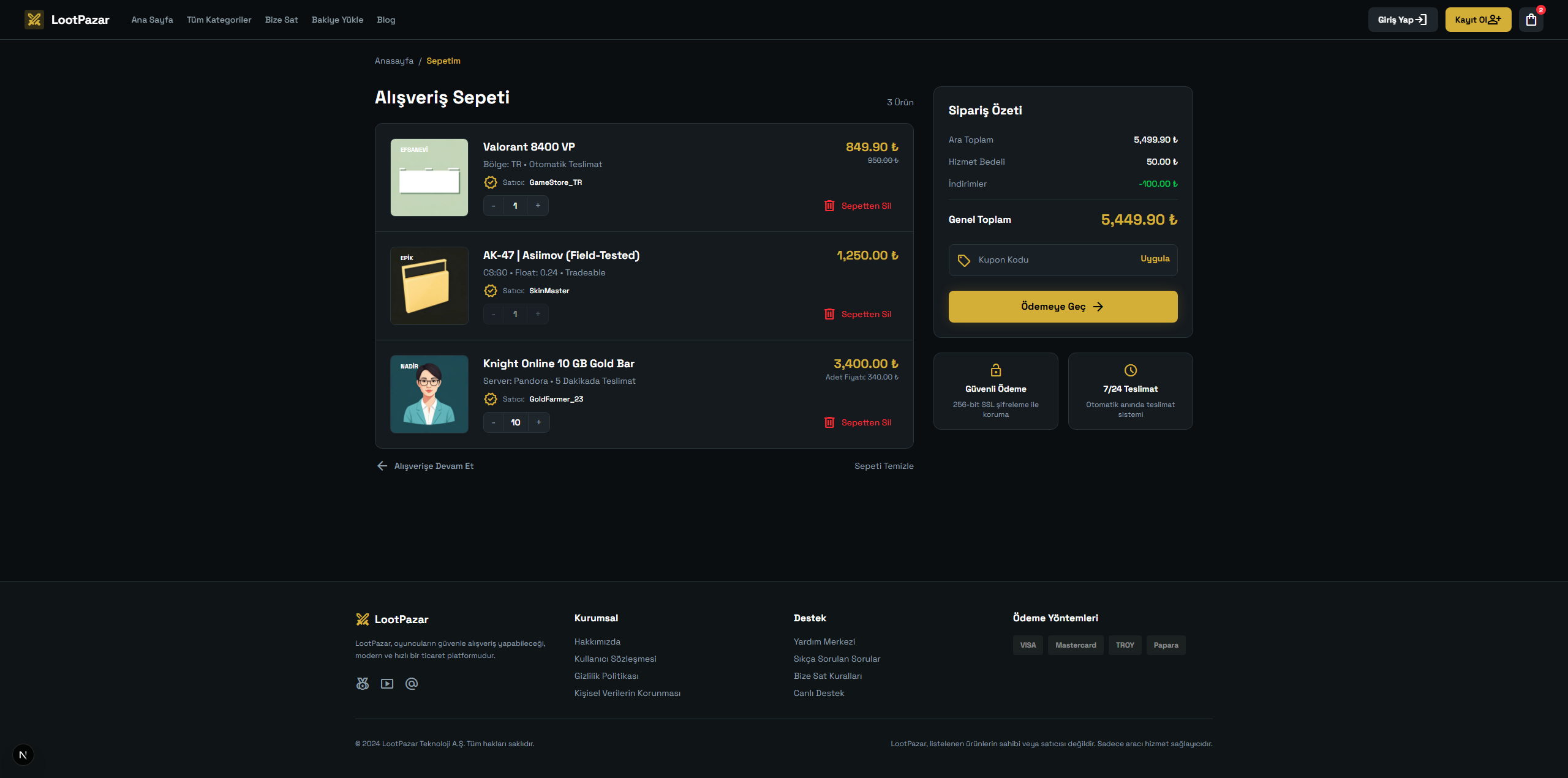 LootPazar | GoldBar & Oyun İçi Para Satış Altyapısı küçük görsel 11